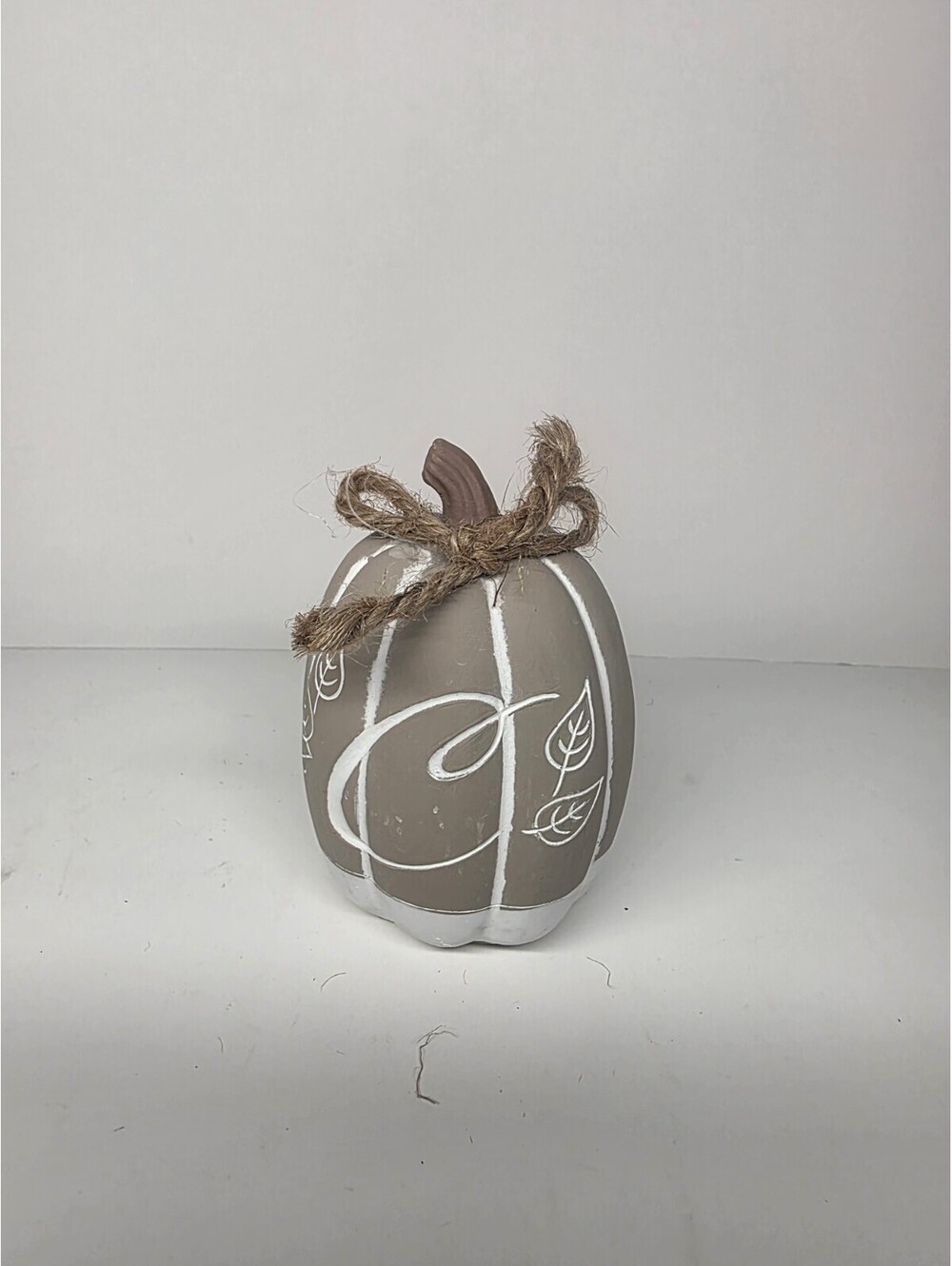 Pumpkin Figurine Desk/shelf/mantel Decor Monogrammed "C" Carved Accents 4"